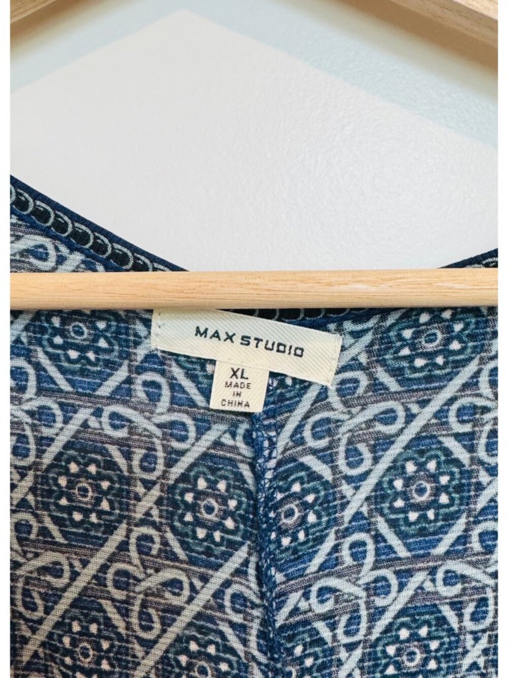 (2 for 15) Max Studio Blue Print Wrap Dress Size XL - Picture 3 of 4